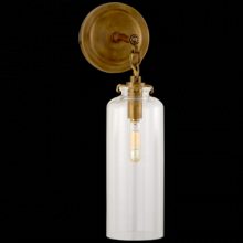 ES Lighting TOB 2225HAB/G3-CG - V.C. Katie Small Cylinder Sconce in Hand-Rubbed Antique Brass with Clear Glass