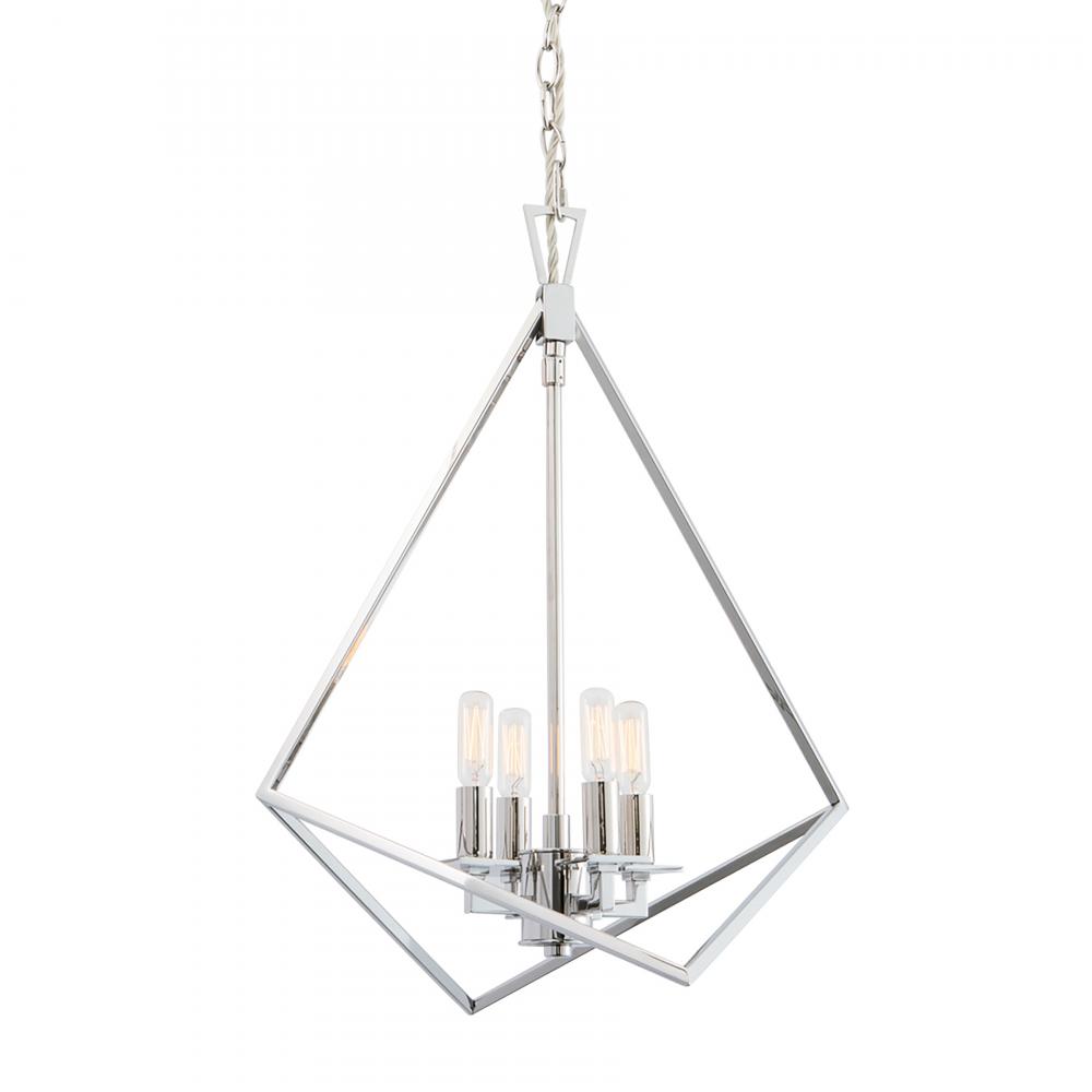 Trapezoid Cage 18&#39;&#39; Wide 4-Light Chandelier - Polished Nickel