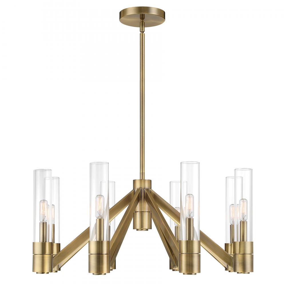 Rohe 28&#39;&#39; Wide 8-Light Chandelier - Aged Brass