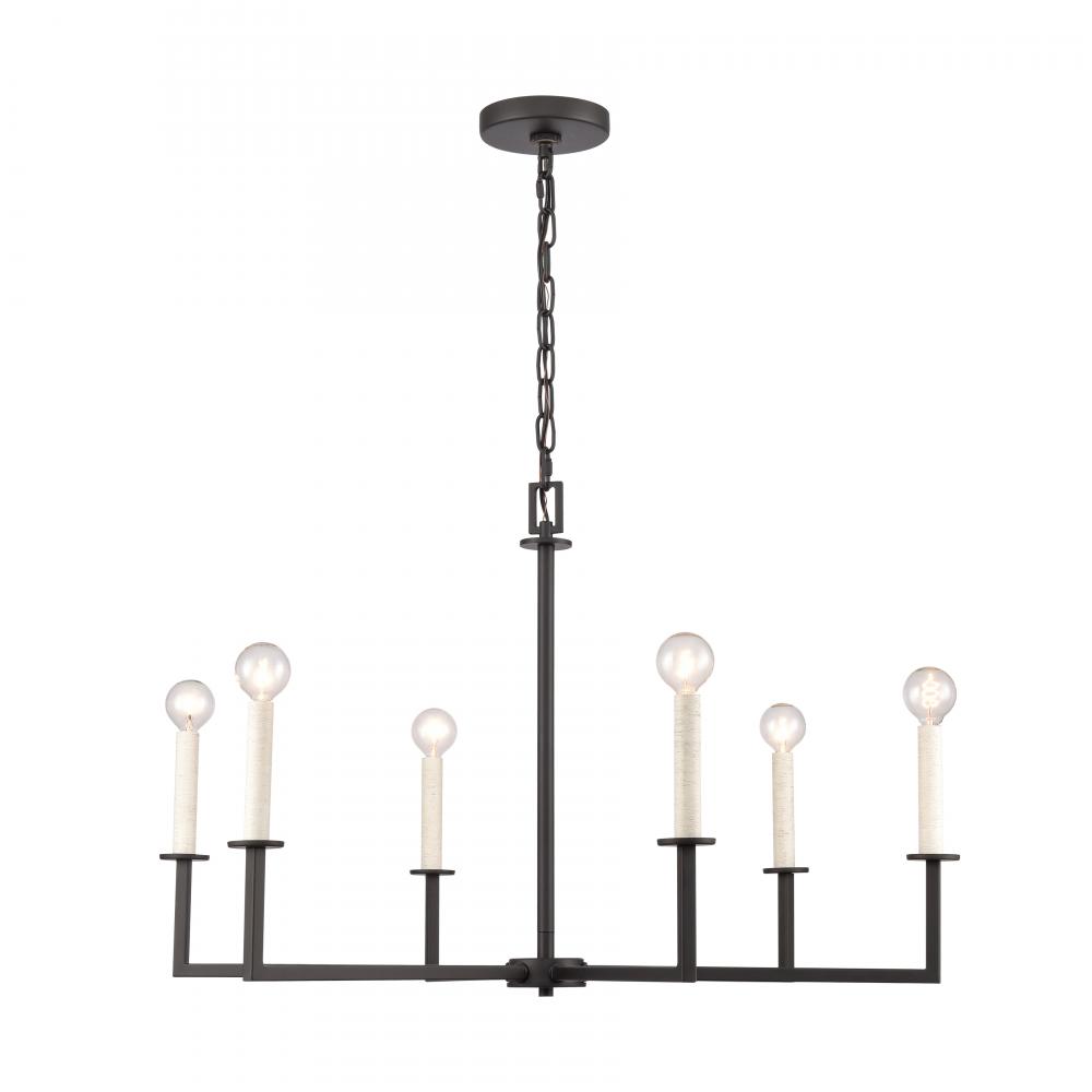 Dunne 30&#39;&#39; Wide 6-Light Chandelier - Matte Black